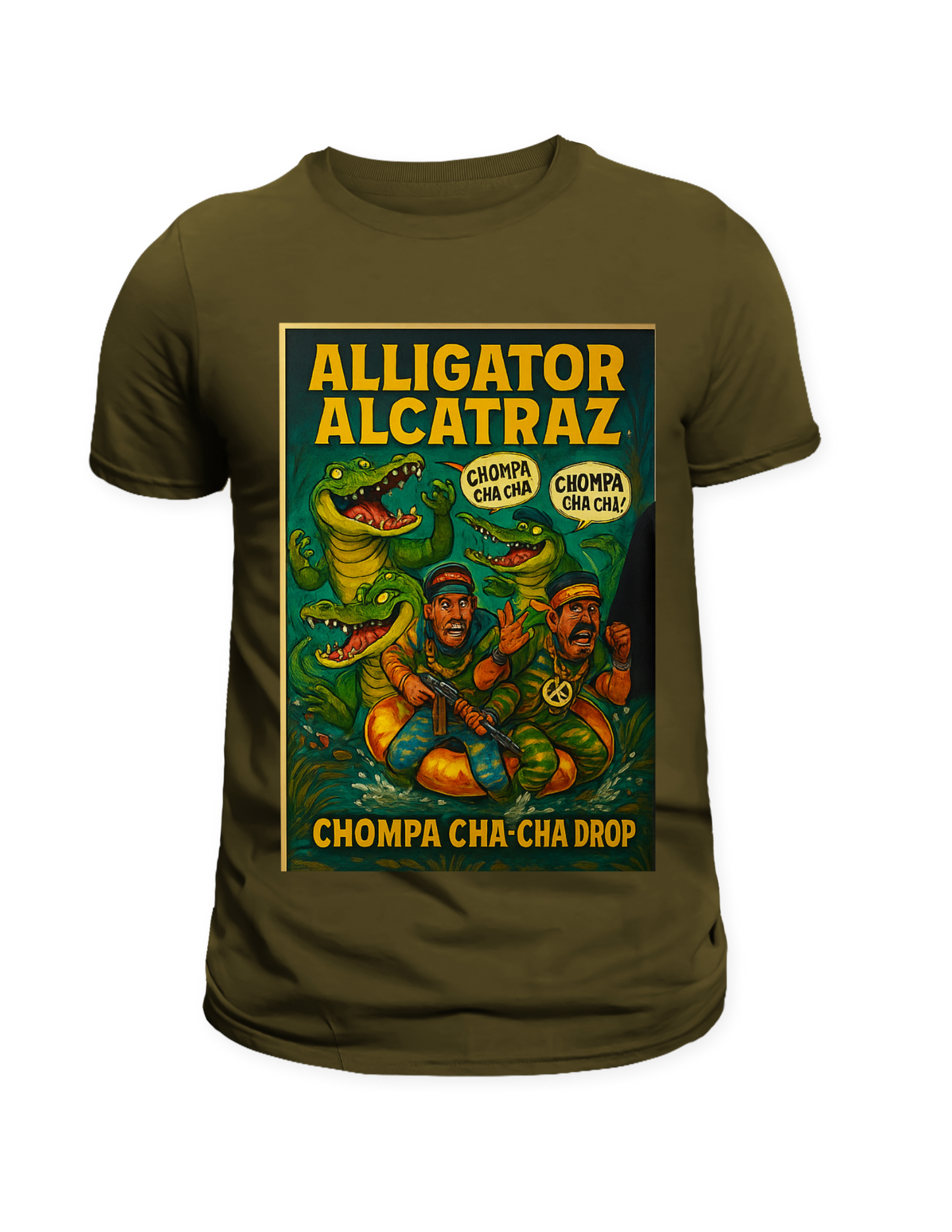 Alligator Alcatraz Army Green T-Shirt