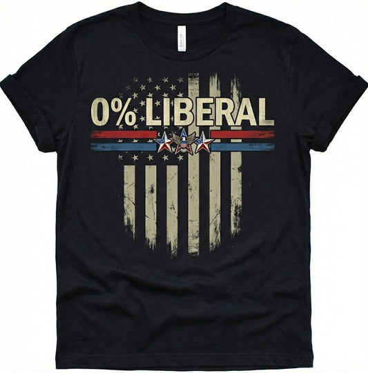 0% Liberal Distressed American Flag T-Shirt